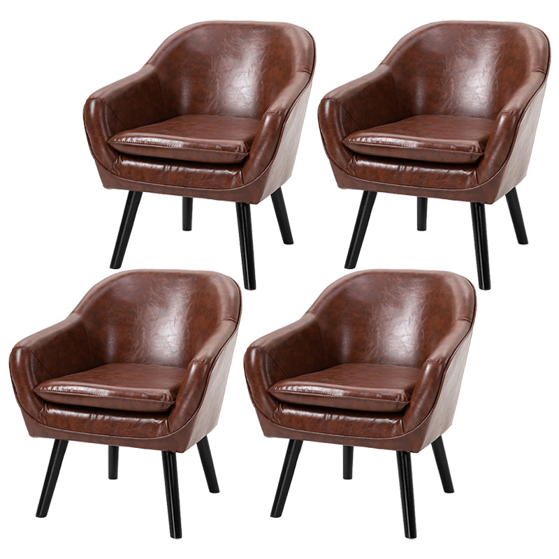 Contemporary Style Upholstered Arm Chair Solid Back Dining Side Chairs for Home Use Chocolate 4 Piece Set Clearhalo ' kitchen&dining_furn' 'Dining Chairs' 'Dining Tables & Seating' 'dining_chair' 'furn' 'furn_dining_chair' 'Furniture' 'furniture_dining_chair' 'Kitchen & Dining Furniture' 'kitchen' 3859060