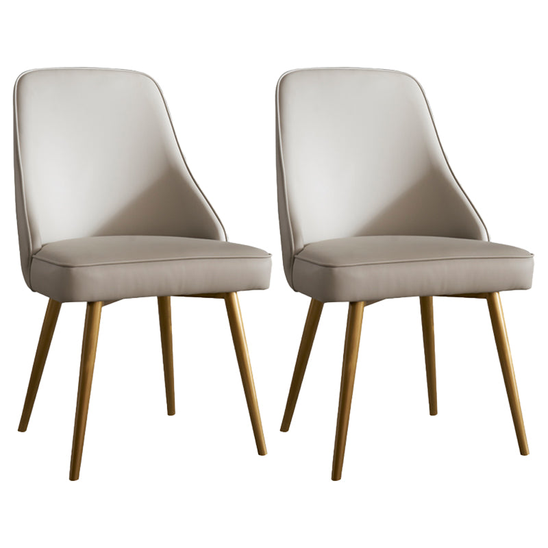 Contemporary Style Metal Dining Chairs Parsons Armless Chairs for Kitchen Light Gray 2 Piece Set Clearhalo ' kitchen&dining_furn' 'Dining Chairs' 'Dining Tables & Seating' 'dining_chair' 'furn' 'furn_dining_chair' 'Furniture' 'furniture_dining_chair' 'Kitchen & Dining Furniture' 'kitchen' 3859101