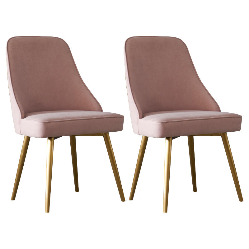 Contemporary Style Metal Dining Chairs Parsons Armless Chairs for Kitchen Pink 2 Piece Set Clearhalo ' kitchen&dining_furn' 'Dining Chairs' 'Dining Tables & Seating' 'dining_chair' 'furn' 'furn_dining_chair' 'Furniture' 'furniture_dining_chair' 'Kitchen & Dining Furniture' 'kitchen' 3859104