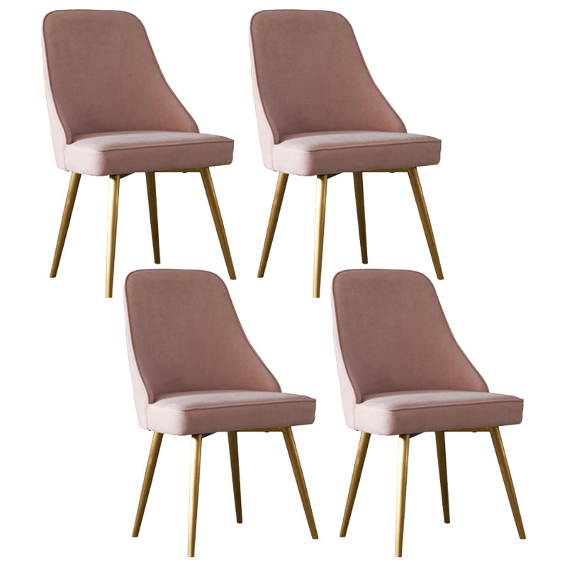 Contemporary Style Metal Dining Chairs Parsons Armless Chairs for Kitchen Pink 4 Piece Set Clearhalo ' kitchen&dining_furn' 'Dining Chairs' 'Dining Tables & Seating' 'dining_chair' 'furn' 'furn_dining_chair' 'Furniture' 'furniture_dining_chair' 'Kitchen & Dining Furniture' 'kitchen' 3859106