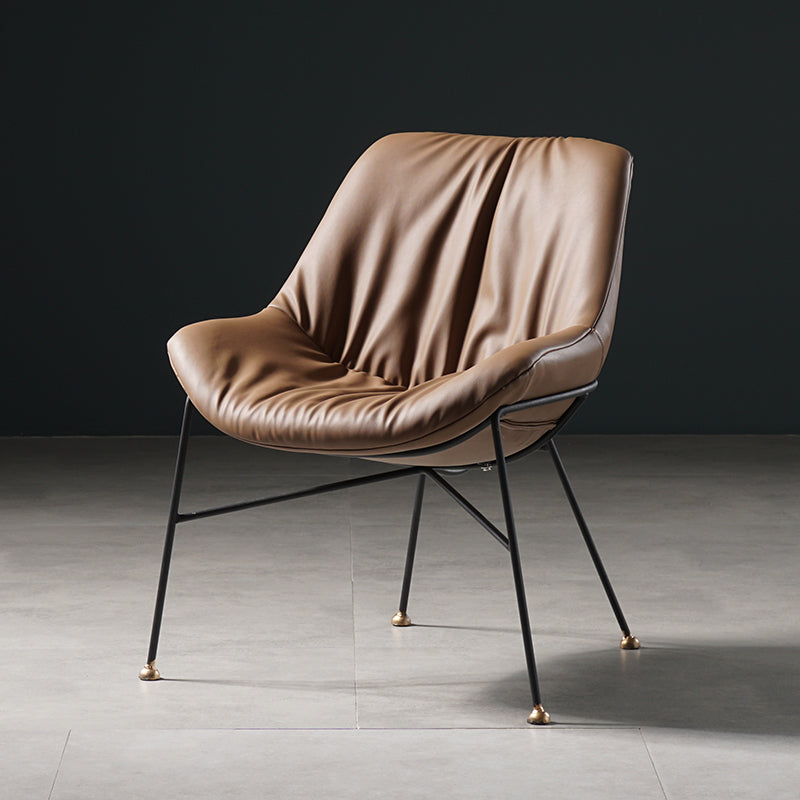 Contemporary Style Leather Chair Armless Chair with Metal Legs for Kitchen Camel 1 Piece Clearhalo ' kitchen&dining_furn' 'Dining Chairs' 'Dining Tables & Seating' 'dining_chair' 'furn' 'furn_dining_chair' 'Furniture' 'furniture_dining_chair' 'Kitchen & Dining Furniture' 'kitchen' 3859121