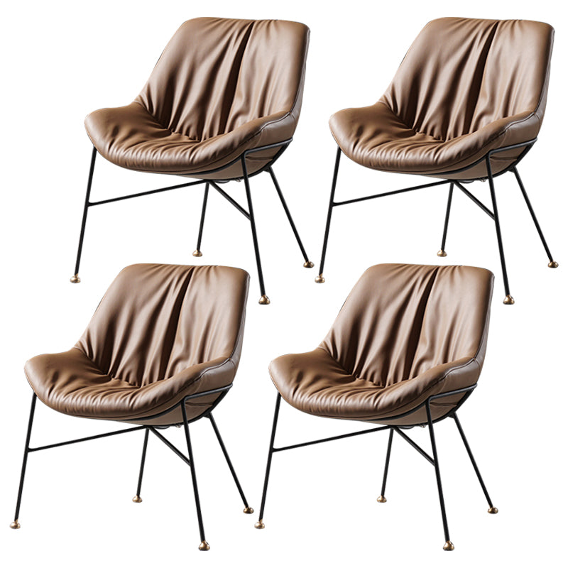 Contemporary Style Leather Chair Armless Chair with Metal Legs for Kitchen Camel 4 Piece Set Clearhalo ' kitchen&dining_furn' 'Dining Chairs' 'Dining Tables & Seating' 'dining_chair' 'furn' 'furn_dining_chair' 'Furniture' 'furniture_dining_chair' 'Kitchen & Dining Furniture' 'kitchen' 3859125