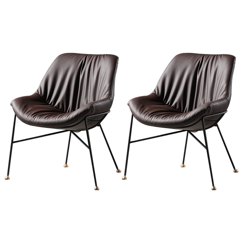 Contemporary Style Leather Chair Armless Chair with Metal Legs for Kitchen Coffee 2 Piece Set Clearhalo ' kitchen&dining_furn' 'Dining Chairs' 'Dining Tables & Seating' 'dining_chair' 'furn' 'furn_dining_chair' 'Furniture' 'furniture_dining_chair' 'Kitchen & Dining Furniture' 'kitchen' 3859128