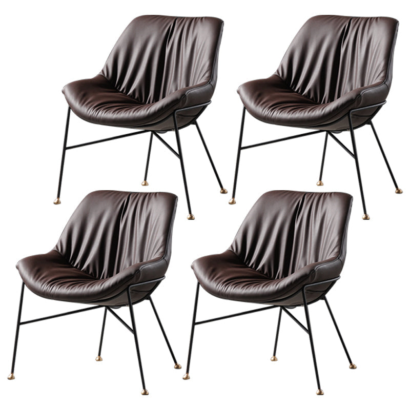 Contemporary Style Leather Chair Armless Chair with Metal Legs for Kitchen Coffee 4 Piece Set Clearhalo ' kitchen&dining_furn' 'Dining Chairs' 'Dining Tables & Seating' 'dining_chair' 'furn' 'furn_dining_chair' 'Furniture' 'furniture_dining_chair' 'Kitchen & Dining Furniture' 'kitchen' 3859130