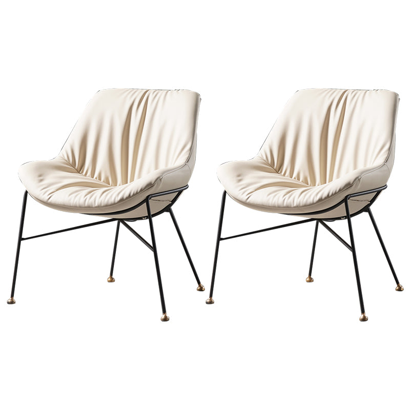 Contemporary Style Leather Chair Armless Chair with Metal Legs for Kitchen Off-White 2 Piece Set Clearhalo ' kitchen&dining_furn' 'Dining Chairs' 'Dining Tables & Seating' 'dining_chair' 'furn' 'furn_dining_chair' 'Furniture' 'furniture_dining_chair' 'Kitchen & Dining Furniture' 'kitchen' 3859134