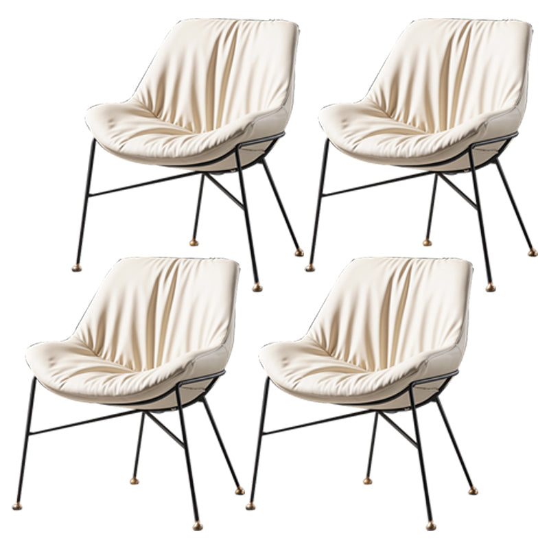 Contemporary Style Leather Chair Armless Chair with Metal Legs for Kitchen Off-White 4 Piece Set Clearhalo ' kitchen&dining_furn' 'Dining Chairs' 'Dining Tables & Seating' 'dining_chair' 'furn' 'furn_dining_chair' 'Furniture' 'furniture_dining_chair' 'Kitchen & Dining Furniture' 'kitchen' 3859136