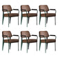 Scandinavian Home Arm Chair Open Back Upholstered Metal Dining Room Chair Coffee Green Set of 6 Clearhalo ' kitchen&dining_furn' 'Dining Chairs' 'Dining Tables & Seating' 'dining_chair' 'Furniture' 'furniture_dining_chair' 'Kitchen & Dining Furniture' 'kitchen' 3859145
