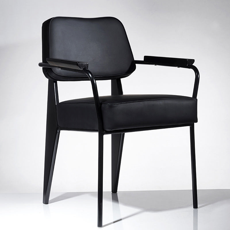 Scandinavian Home Arm Chair Open Back Upholstered Metal Dining Room Chair Clearhalo ' kitchen&dining_furn' 'Dining Chairs' 'Dining Tables & Seating' 'dining_chair' 'Furniture' 'furniture_dining_chair' 'Kitchen & Dining Furniture' 'kitchen' 3859146