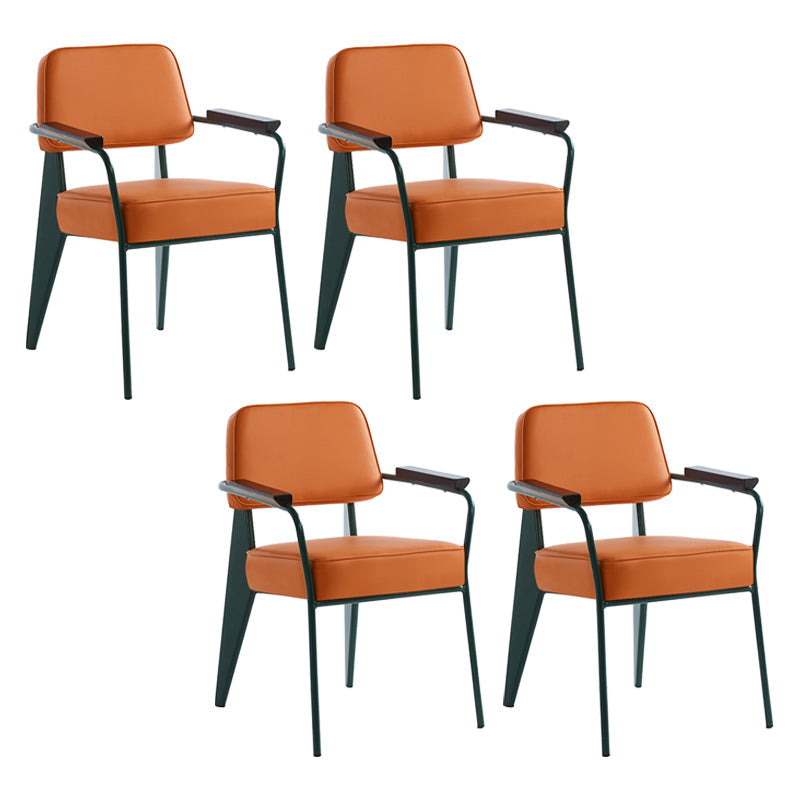 Scandinavian Home Arm Chair Open Back Upholstered Metal Dining Room Chair Orange Green Set of 4 Clearhalo ' kitchen&dining_furn' 'Dining Chairs' 'Dining Tables & Seating' 'dining_chair' 'Furniture' 'furniture_dining_chair' 'Kitchen & Dining Furniture' 'kitchen' 3859149
