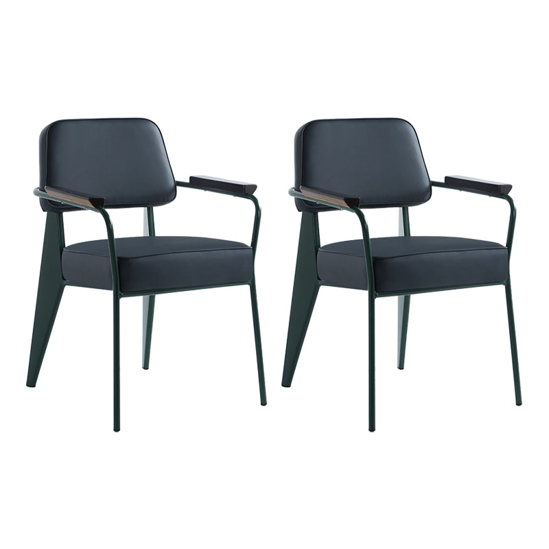 Scandinavian Home Arm Chair Open Back Upholstered Metal Dining Room Chair Blue Green Set of 2 Clearhalo ' kitchen&dining_furn' 'Dining Chairs' 'Dining Tables & Seating' 'dining_chair' 'Furniture' 'furniture_dining_chair' 'Kitchen & Dining Furniture' 'kitchen' 3859154
