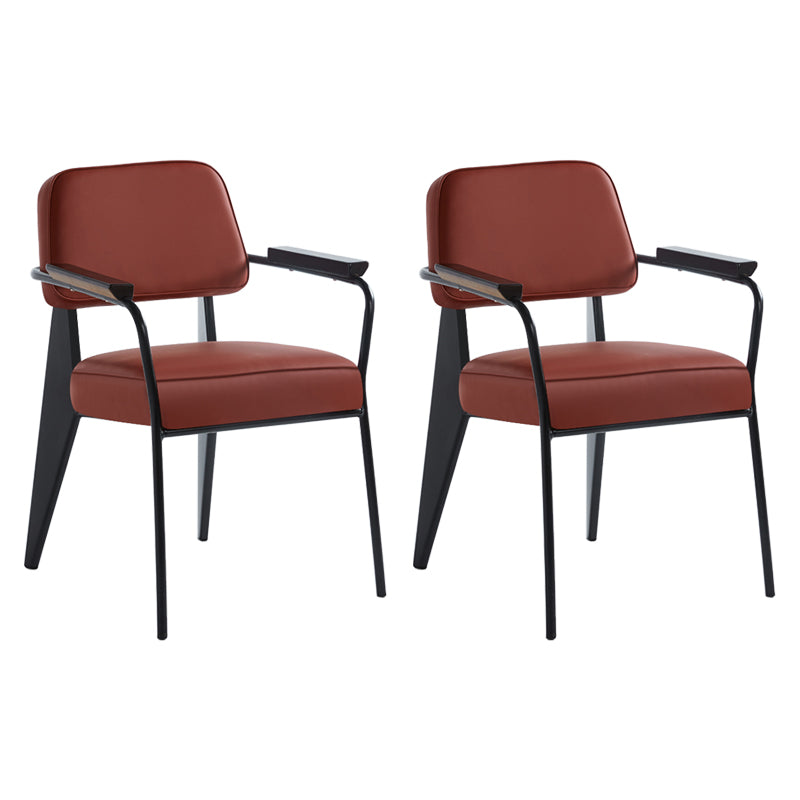Scandinavian Home Arm Chair Open Back Upholstered Metal Dining Room Chair Red Black Set of 2 Clearhalo ' kitchen&dining_furn' 'Dining Chairs' 'Dining Tables & Seating' 'dining_chair' 'Furniture' 'furniture_dining_chair' 'Kitchen & Dining Furniture' 'kitchen' 3859159