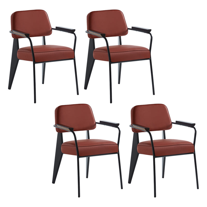 Scandinavian Home Arm Chair Open Back Upholstered Metal Dining Room Chair Red Black Set of 4 Clearhalo ' kitchen&dining_furn' 'Dining Chairs' 'Dining Tables & Seating' 'dining_chair' 'Furniture' 'furniture_dining_chair' 'Kitchen & Dining Furniture' 'kitchen' 3859161