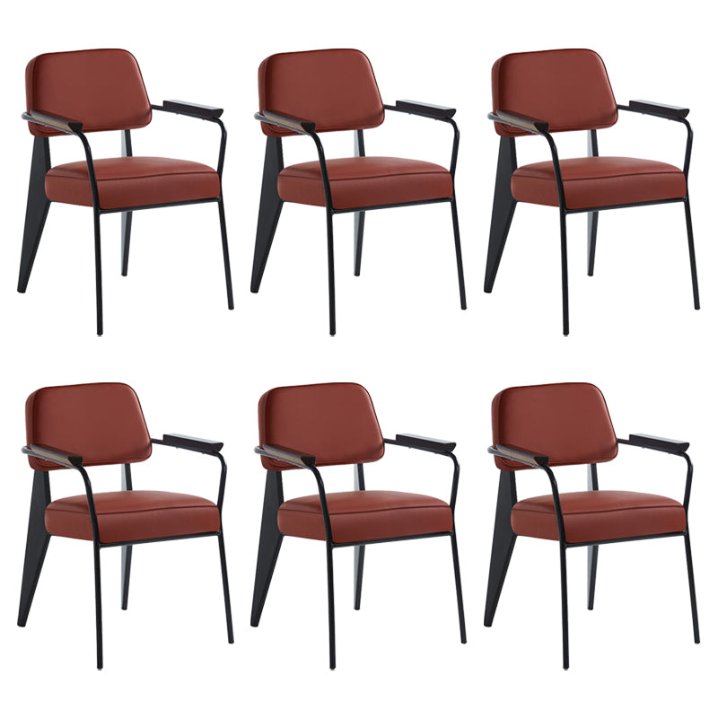 Scandinavian Home Arm Chair Open Back Upholstered Metal Dining Room Chair Red Black Set of 6 Clearhalo ' kitchen&dining_furn' 'Dining Chairs' 'Dining Tables & Seating' 'dining_chair' 'Furniture' 'furniture_dining_chair' 'Kitchen & Dining Furniture' 'kitchen' 3859164