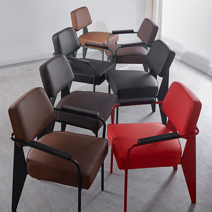 Scandinavian Home Arm Chair Open Back Upholstered Metal Dining Room Chair Clearhalo ' kitchen&dining_furn' 'Dining Chairs' 'Dining Tables & Seating' 'dining_chair' 'Furniture' 'furniture_dining_chair' 'Kitchen & Dining Furniture' 'kitchen' 3859165