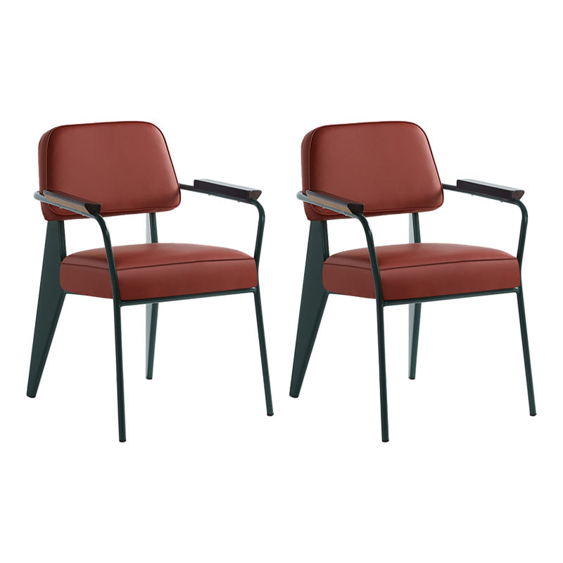 Scandinavian Home Arm Chair Open Back Upholstered Metal Dining Room Chair Red Green Set of 2 Clearhalo ' kitchen&dining_furn' 'Dining Chairs' 'Dining Tables & Seating' 'dining_chair' 'Furniture' 'furniture_dining_chair' 'Kitchen & Dining Furniture' 'kitchen' 3859166
