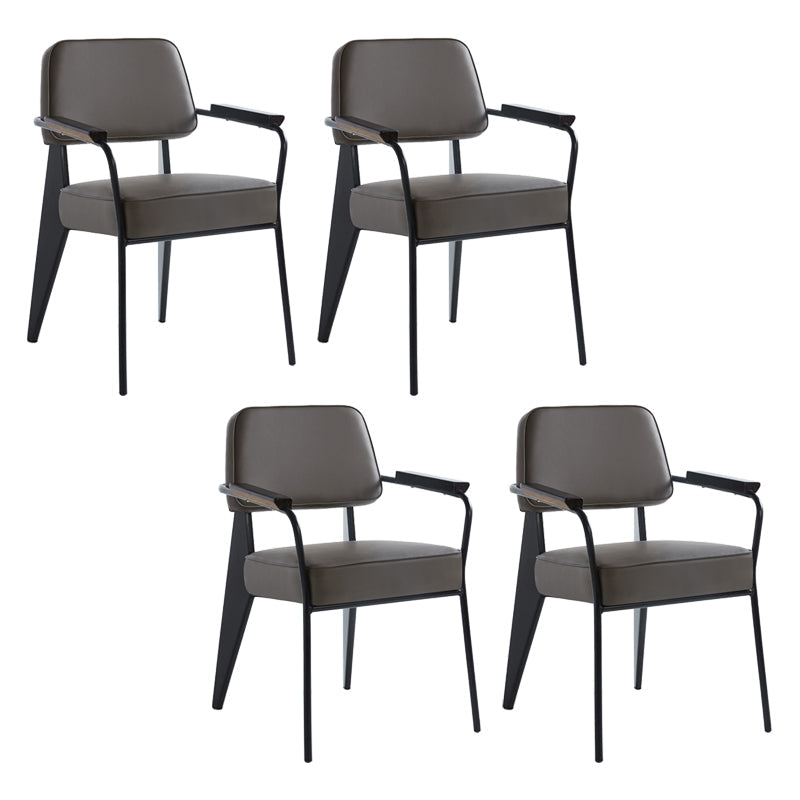 Scandinavian Home Arm Chair Open Back Upholstered Metal Dining Room Chair Grey Black Set of 4 Clearhalo ' kitchen&dining_furn' 'Dining Chairs' 'Dining Tables & Seating' 'dining_chair' 'Furniture' 'furniture_dining_chair' 'Kitchen & Dining Furniture' 'kitchen' 3859171