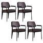 Scandinavian Home Arm Chair Open Back Upholstered Metal Dining Room Chair Brown Black Set of 4 Clearhalo ' kitchen&dining_furn' 'Dining Chairs' 'Dining Tables & Seating' 'dining_chair' 'Furniture' 'furniture_dining_chair' 'Kitchen & Dining Furniture' 'kitchen' 3859174