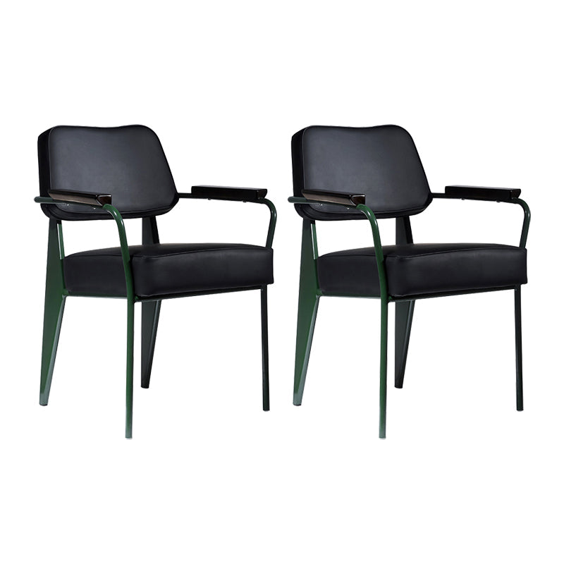 Scandinavian Home Arm Chair Open Back Upholstered Metal Dining Room Chair Black Green Set of 2 Clearhalo ' kitchen&dining_furn' 'Dining Chairs' 'Dining Tables & Seating' 'dining_chair' 'Furniture' 'furniture_dining_chair' 'Kitchen & Dining Furniture' 'kitchen' 3859176