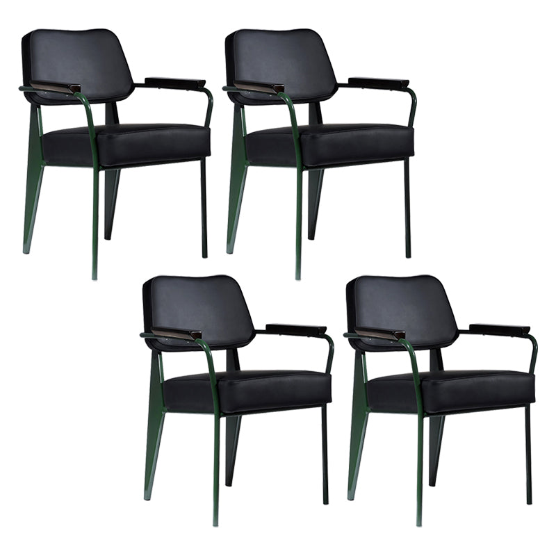 Scandinavian Home Arm Chair Open Back Upholstered Metal Dining Room Chair Black Green Set of 4 Clearhalo ' kitchen&dining_furn' 'Dining Chairs' 'Dining Tables & Seating' 'dining_chair' 'Furniture' 'furniture_dining_chair' 'Kitchen & Dining Furniture' 'kitchen' 3859177
