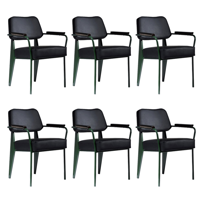 Scandinavian Home Arm Chair Open Back Upholstered Metal Dining Room Chair Black Green Set of 6 Clearhalo ' kitchen&dining_furn' 'Dining Chairs' 'Dining Tables & Seating' 'dining_chair' 'Furniture' 'furniture_dining_chair' 'Kitchen & Dining Furniture' 'kitchen' 3859178