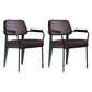 Scandinavian Home Arm Chair Open Back Upholstered Metal Dining Room Chair Brown Green Set of 2 Clearhalo ' kitchen&dining_furn' 'Dining Chairs' 'Dining Tables & Seating' 'dining_chair' 'Furniture' 'furniture_dining_chair' 'Kitchen & Dining Furniture' 'kitchen' 3859179