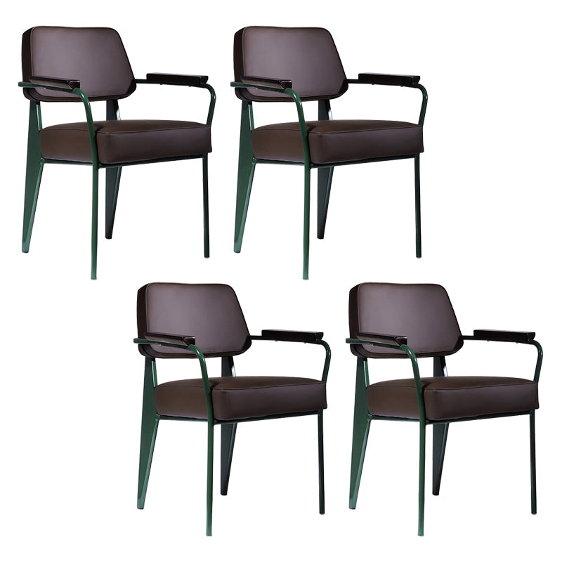 Scandinavian Home Arm Chair Open Back Upholstered Metal Dining Room Chair Brown Green Set of 4 Clearhalo ' kitchen&dining_furn' 'Dining Chairs' 'Dining Tables & Seating' 'dining_chair' 'Furniture' 'furniture_dining_chair' 'Kitchen & Dining Furniture' 'kitchen' 3859180