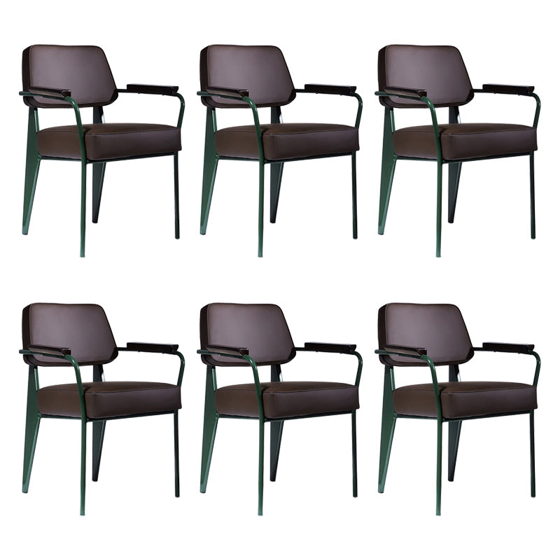 Scandinavian Home Arm Chair Open Back Upholstered Metal Dining Room Chair Brown Green Set of 6 Clearhalo ' kitchen&dining_furn' 'Dining Chairs' 'Dining Tables & Seating' 'dining_chair' 'Furniture' 'furniture_dining_chair' 'Kitchen & Dining Furniture' 'kitchen' 3859181