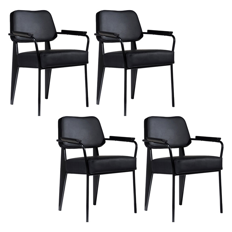 Scandinavian Home Arm Chair Open Back Upholstered Metal Dining Room Chair Black Black Set of 4 Clearhalo ' kitchen&dining_furn' 'Dining Chairs' 'Dining Tables & Seating' 'dining_chair' 'Furniture' 'furniture_dining_chair' 'Kitchen & Dining Furniture' 'kitchen' 3859183