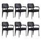 Scandinavian Home Arm Chair Open Back Upholstered Metal Dining Room Chair Black Black Set of 6 Clearhalo ' kitchen&dining_furn' 'Dining Chairs' 'Dining Tables & Seating' 'dining_chair' 'Furniture' 'furniture_dining_chair' 'Kitchen & Dining Furniture' 'kitchen' 3859184