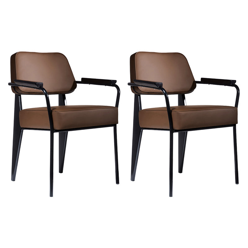 Scandinavian Home Arm Chair Open Back Upholstered Metal Dining Room Chair Coffee Black Set of 2 Clearhalo ' kitchen&dining_furn' 'Dining Chairs' 'Dining Tables & Seating' 'dining_chair' 'Furniture' 'furniture_dining_chair' 'Kitchen & Dining Furniture' 'kitchen' 3859185