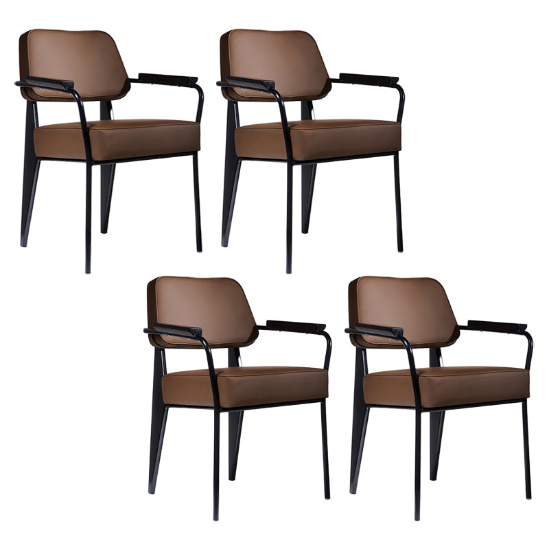 Scandinavian Home Arm Chair Open Back Upholstered Metal Dining Room Chair Coffee Black Set of 4 Clearhalo ' kitchen&dining_furn' 'Dining Chairs' 'Dining Tables & Seating' 'dining_chair' 'Furniture' 'furniture_dining_chair' 'Kitchen & Dining Furniture' 'kitchen' 3859186