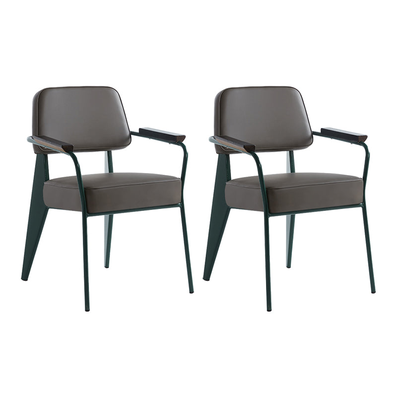 Scandinavian Home Arm Chair Open Back Upholstered Metal Dining Room Chair Grey Green Set of 2 Clearhalo ' kitchen&dining_furn' 'Dining Chairs' 'Dining Tables & Seating' 'dining_chair' 'Furniture' 'furniture_dining_chair' 'Kitchen & Dining Furniture' 'kitchen' 3859188