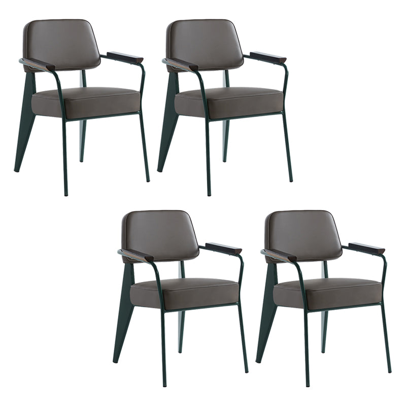 Scandinavian Home Arm Chair Open Back Upholstered Metal Dining Room Chair Grey Green Set of 4 Clearhalo ' kitchen&dining_furn' 'Dining Chairs' 'Dining Tables & Seating' 'dining_chair' 'Furniture' 'furniture_dining_chair' 'Kitchen & Dining Furniture' 'kitchen' 3859189