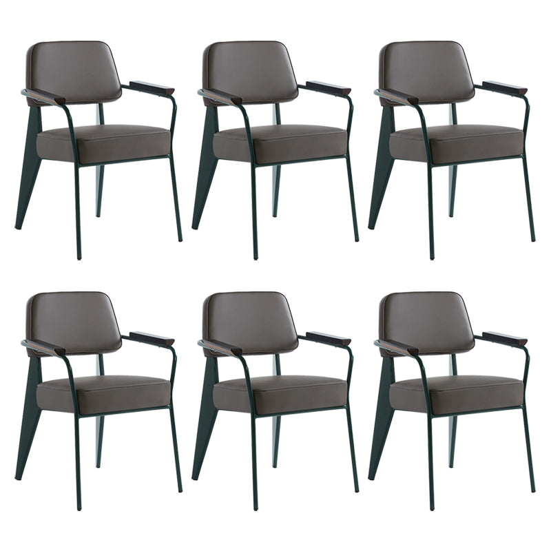 Scandinavian Home Arm Chair Open Back Upholstered Metal Dining Room Chair Grey Green Set of 6 Clearhalo ' kitchen&dining_furn' 'Dining Chairs' 'Dining Tables & Seating' 'dining_chair' 'Furniture' 'furniture_dining_chair' 'Kitchen & Dining Furniture' 'kitchen' 3859190