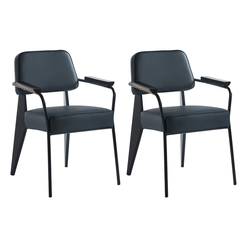 Scandinavian Home Arm Chair Open Back Upholstered Metal Dining Room Chair Blue Black Set of 2 Clearhalo ' kitchen&dining_furn' 'Dining Chairs' 'Dining Tables & Seating' 'dining_chair' 'Furniture' 'furniture_dining_chair' 'Kitchen & Dining Furniture' 'kitchen' 3859191