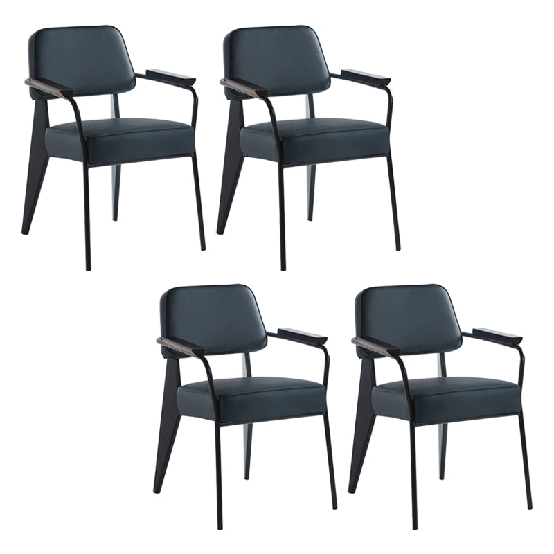 Scandinavian Home Arm Chair Open Back Upholstered Metal Dining Room Chair Blue Black Set of 4 Clearhalo ' kitchen&dining_furn' 'Dining Chairs' 'Dining Tables & Seating' 'dining_chair' 'Furniture' 'furniture_dining_chair' 'Kitchen & Dining Furniture' 'kitchen' 3859192
