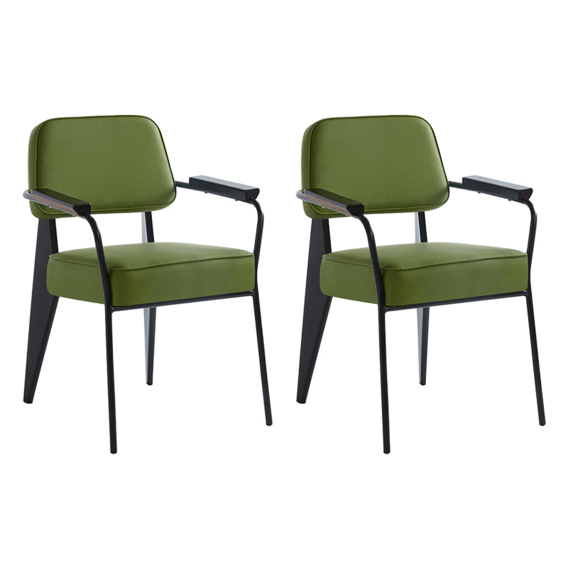 Scandinavian Home Arm Chair Open Back Upholstered Metal Dining Room Chair Green Black Set of 2 Clearhalo ' kitchen&dining_furn' 'Dining Chairs' 'Dining Tables & Seating' 'dining_chair' 'Furniture' 'furniture_dining_chair' 'Kitchen & Dining Furniture' 'kitchen' 3859194