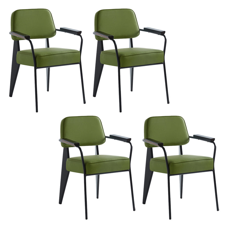 Scandinavian Home Arm Chair Open Back Upholstered Metal Dining Room Chair Green Black Set of 4 Clearhalo ' kitchen&dining_furn' 'Dining Chairs' 'Dining Tables & Seating' 'dining_chair' 'Furniture' 'furniture_dining_chair' 'Kitchen & Dining Furniture' 'kitchen' 3859195