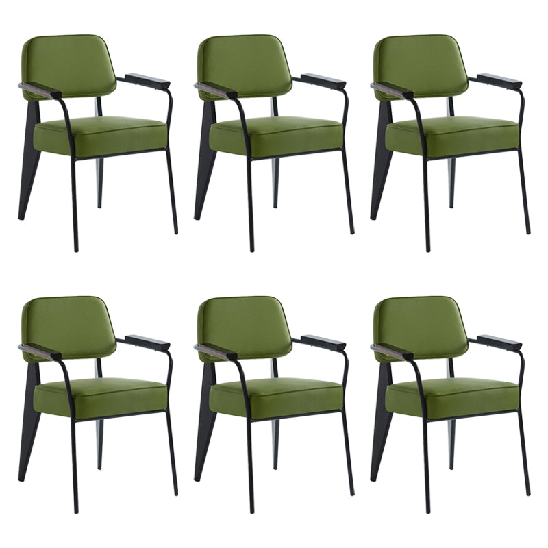 Scandinavian Home Arm Chair Open Back Upholstered Metal Dining Room Chair Green Black Set of 6 Clearhalo ' kitchen&dining_furn' 'Dining Chairs' 'Dining Tables & Seating' 'dining_chair' 'Furniture' 'furniture_dining_chair' 'Kitchen & Dining Furniture' 'kitchen' 3859196