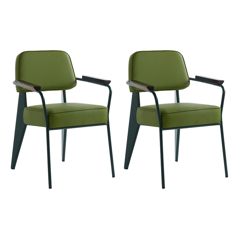 Scandinavian Home Arm Chair Open Back Upholstered Metal Dining Room Chair Green Green Set of 2 Clearhalo ' kitchen&dining_furn' 'Dining Chairs' 'Dining Tables & Seating' 'dining_chair' 'Furniture' 'furniture_dining_chair' 'Kitchen & Dining Furniture' 'kitchen' 3859197