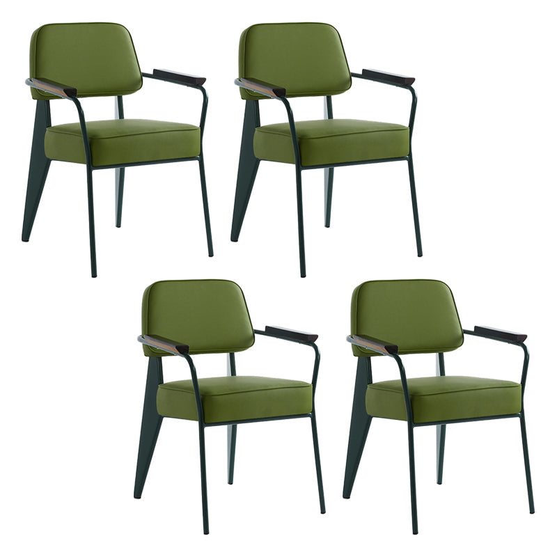 Scandinavian Home Arm Chair Open Back Upholstered Metal Dining Room Chair Green Green Set of 4 Clearhalo ' kitchen&dining_furn' 'Dining Chairs' 'Dining Tables & Seating' 'dining_chair' 'Furniture' 'furniture_dining_chair' 'Kitchen & Dining Furniture' 'kitchen' 3859198