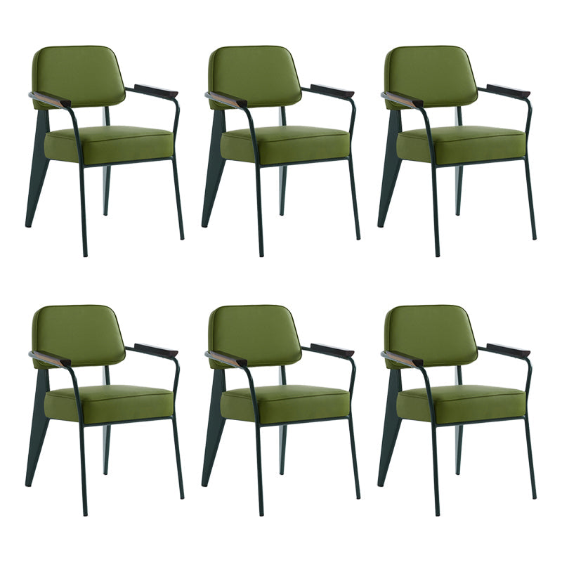 Scandinavian Home Arm Chair Open Back Upholstered Metal Dining Room Chair Green Green Set of 6 Clearhalo ' kitchen&dining_furn' 'Dining Chairs' 'Dining Tables & Seating' 'dining_chair' 'Furniture' 'furniture_dining_chair' 'Kitchen & Dining Furniture' 'kitchen' 3859199