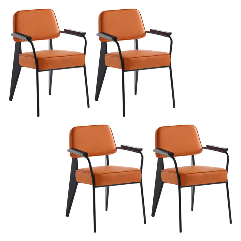 Scandinavian Home Arm Chair Open Back Upholstered Metal Dining Room Chair Orange Black Set of 4 Clearhalo ' kitchen&dining_furn' 'Dining Chairs' 'Dining Tables & Seating' 'dining_chair' 'Furniture' 'furniture_dining_chair' 'Kitchen & Dining Furniture' 'kitchen' 3859201