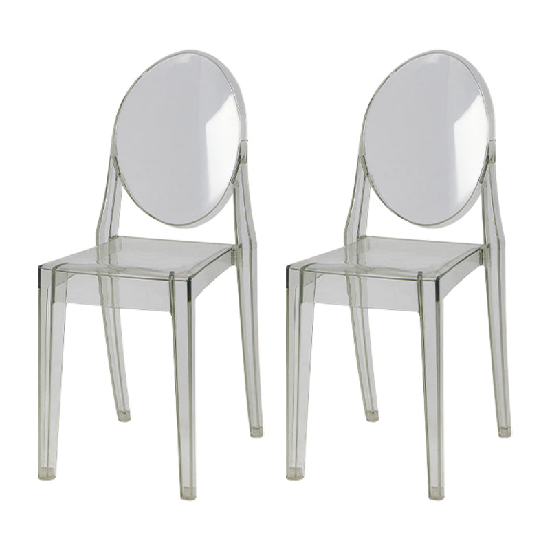 Scandinavian Style Plastic Chair Set Kitchen Dining Room Open Back Side Chairs Clear 2 Piece Set Clearhalo ' kitchen&dining_furn' 'Dining Chairs' 'Dining Tables & Seating' 'dining_chair' 'furn' 'furn_dining_chair' 'Furniture' 'furniture_dining_chair' 'Kitchen & Dining Furniture' 'kitchen' 3859205