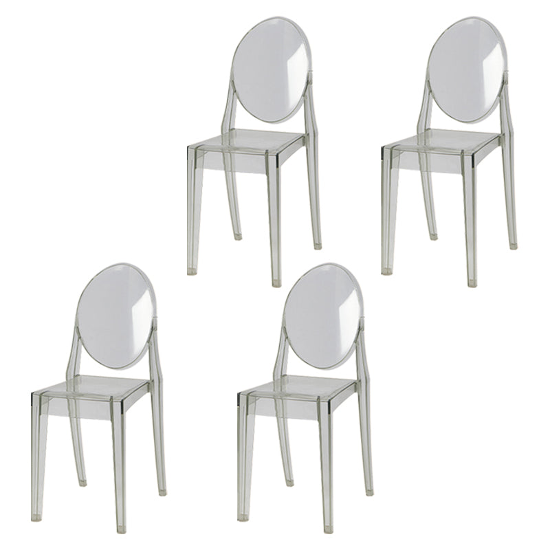 Scandinavian Style Plastic Chair Set Kitchen Dining Room Open Back Side Chairs Clear 4 Piece Set Clearhalo ' kitchen&dining_furn' 'Dining Chairs' 'Dining Tables & Seating' 'dining_chair' 'furn' 'furn_dining_chair' 'Furniture' 'furniture_dining_chair' 'Kitchen & Dining Furniture' 'kitchen' 3859208