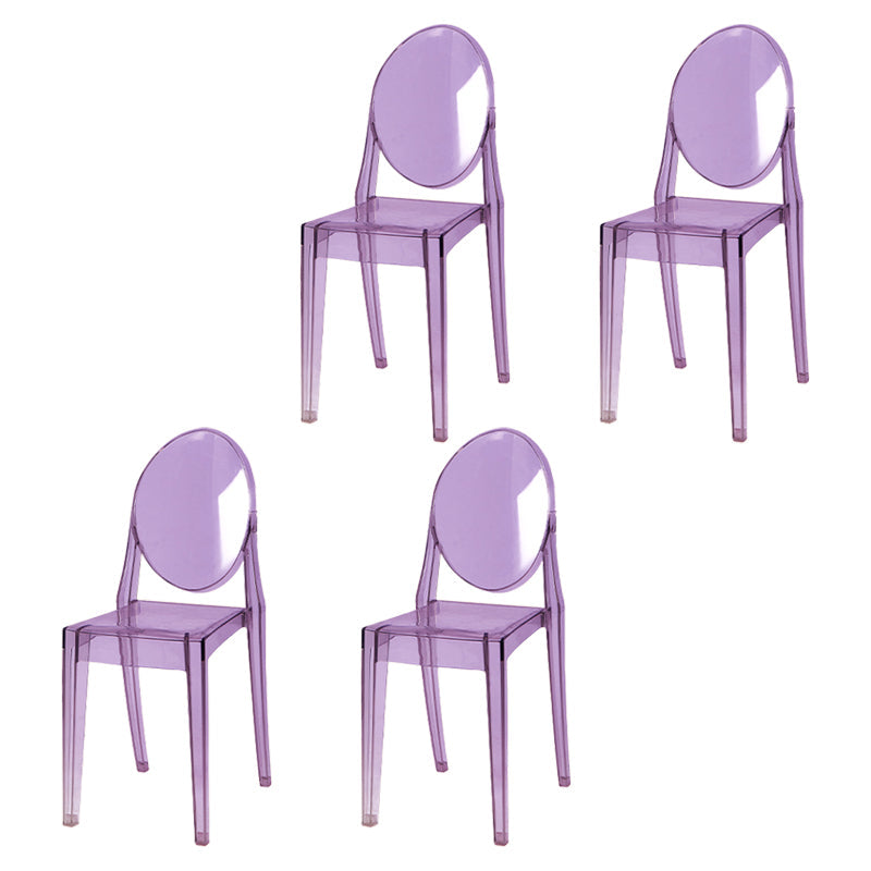 Scandinavian Style Plastic Chair Set Kitchen Dining Room Open Back Side Chairs Purple 4 Piece Set Clearhalo ' kitchen&dining_furn' 'Dining Chairs' 'Dining Tables & Seating' 'dining_chair' 'furn' 'furn_dining_chair' 'Furniture' 'furniture_dining_chair' 'Kitchen & Dining Furniture' 'kitchen' 3859241