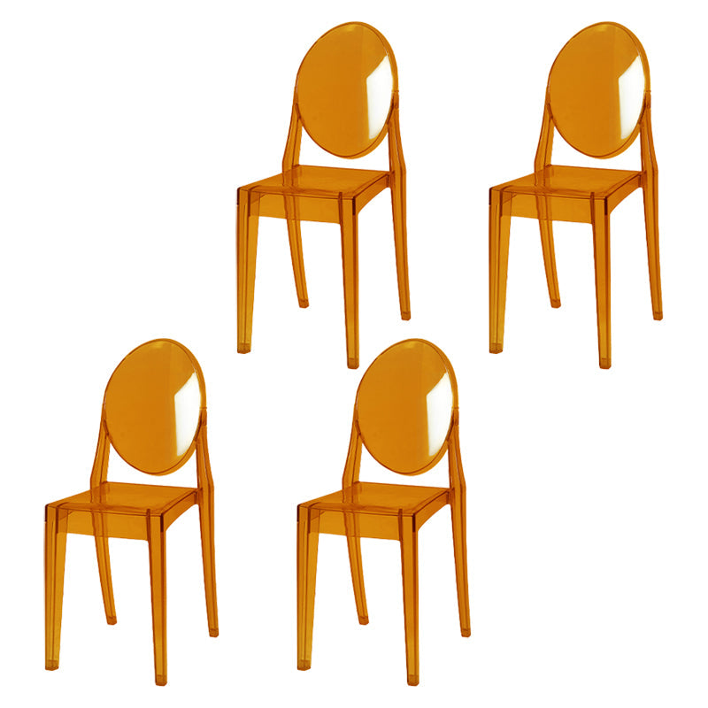 Scandinavian Style Plastic Chair Set Kitchen Dining Room Open Back Side Chairs Orange 4 Piece Set Clearhalo ' kitchen&dining_furn' 'Dining Chairs' 'Dining Tables & Seating' 'dining_chair' 'furn' 'furn_dining_chair' 'Furniture' 'furniture_dining_chair' 'Kitchen & Dining Furniture' 'kitchen' 3859244