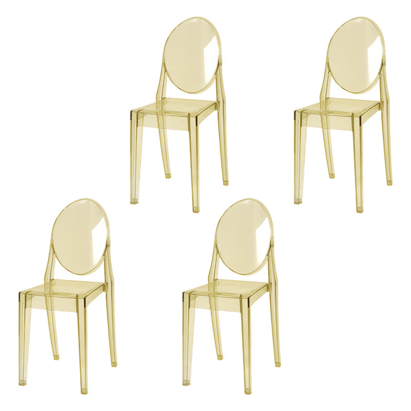 Scandinavian Style Plastic Chair Set Kitchen Dining Room Open Back Side Chairs Light Yellow 4 Piece Set Clearhalo ' kitchen&dining_furn' 'Dining Chairs' 'Dining Tables & Seating' 'dining_chair' 'furn' 'furn_dining_chair' 'Furniture' 'furniture_dining_chair' 'Kitchen & Dining Furniture' 'kitchen' 3859247