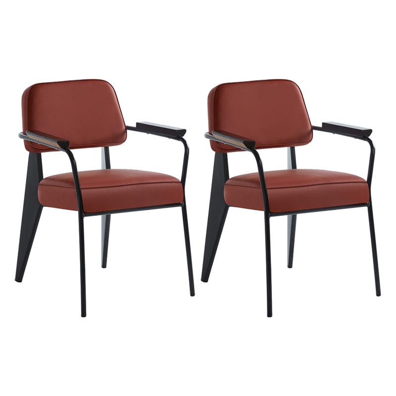 Scandinavian Home Arm Chair Open Back Metal Upholstered Dining Room Chair Red Black Set of 2 Clearhalo ' kitchen&dining_furn' 'Dining Chairs' 'Dining Tables & Seating' 'dining_chair' 'Furniture' 'furniture_dining_chair' 'Kitchen & Dining Furniture' 'kitchen' 3859252
