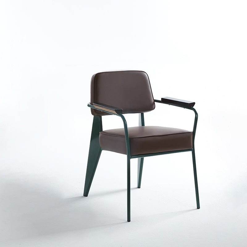 Scandinavian Home Arm Chair Open Back Metal Upholstered Dining Room Chair Clearhalo ' kitchen&dining_furn' 'Dining Chairs' 'Dining Tables & Seating' 'dining_chair' 'Furniture' 'furniture_dining_chair' 'Kitchen & Dining Furniture' 'kitchen' 3859253